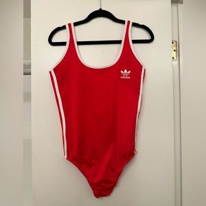 Adidas 3 Stripes Red Bodysuit